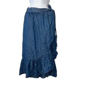 Linea Donna chambray modest wrap skirt sz large
